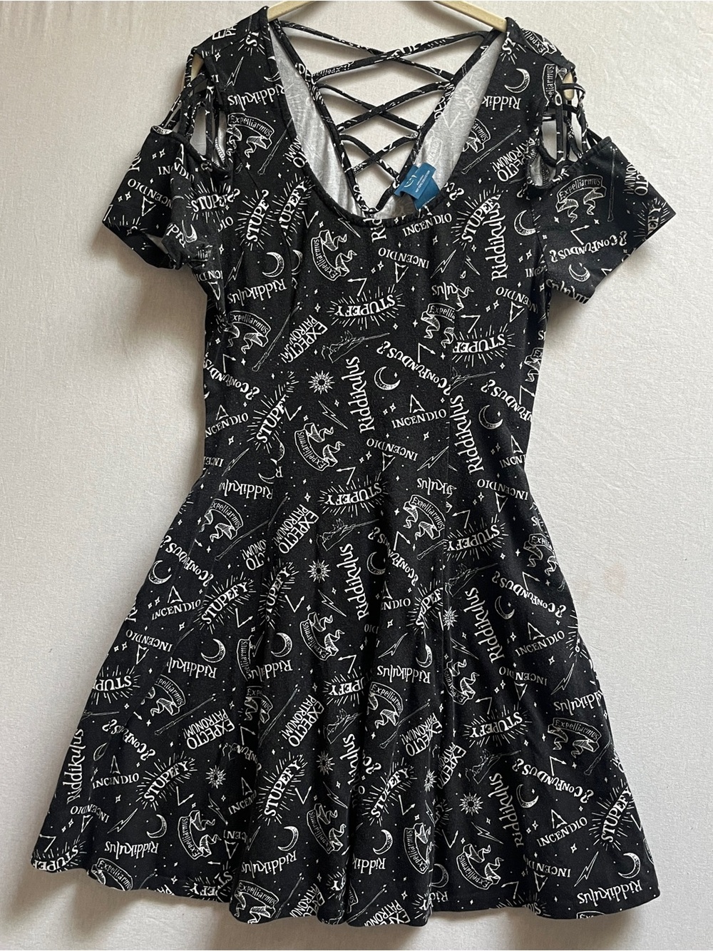 Hot Topic Harry Potter Moon & Stars Cold-Shoulder Skater Dress M